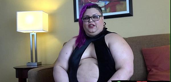  Fat trans chick plays with her nipples